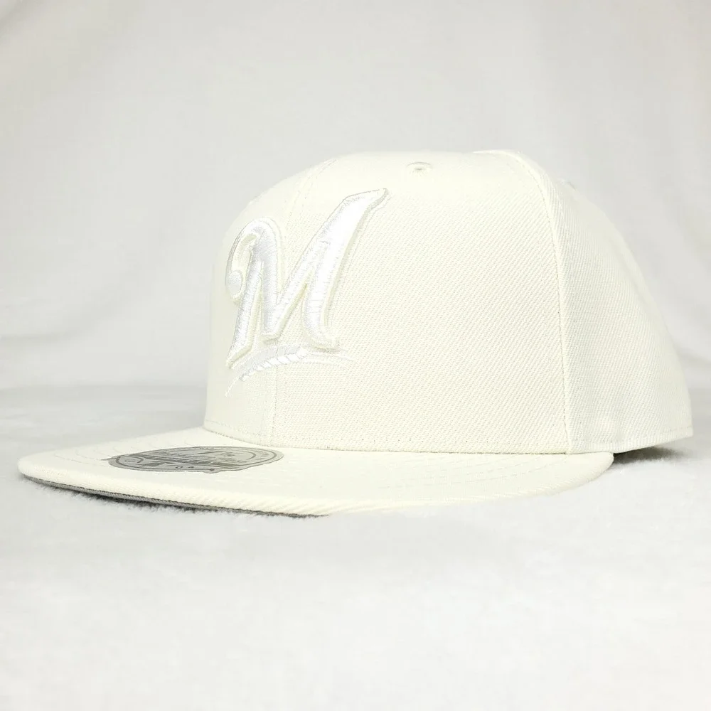 Milwaukee Brewers Mitchell & Ness‎ MLB Fitted 7 3/8 Liberty Hat Cap 3D Logo NWT